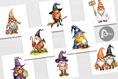 Digital Paper Rustic Halloween Gnomes Digital Pattern artnoy 