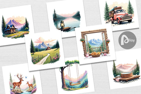 Digital Paper Rustic Mountain Escape Digital Pattern artnoy 