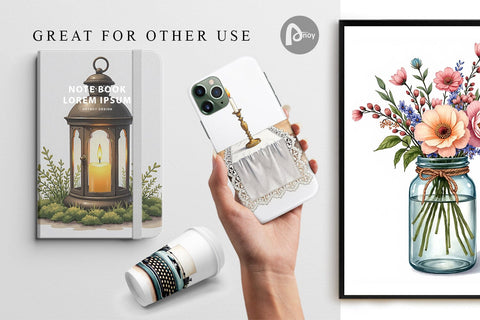 Digital Paper Rustic Romance Wedding Decor Elements Digital Pattern artnoy 