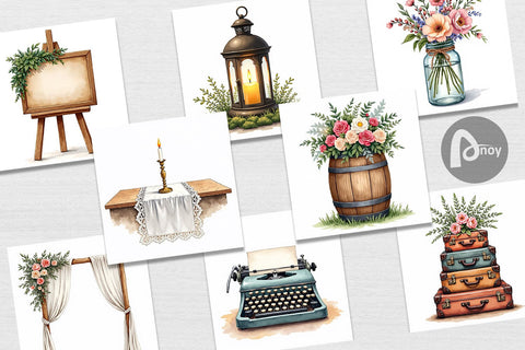 Digital Paper Rustic Romance Wedding Decor Elements Digital Pattern artnoy 