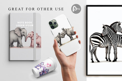 Digital Paper Safari Sweethearts Watercolor Digital Pattern artnoy 