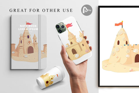 Digital Paper Sandcastle Digital Pattern artnoy 