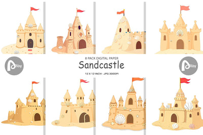 Digital Paper Sandcastle Digital Pattern artnoy 