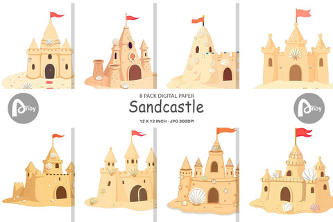 Digital Paper Sandcastle Digital Pattern artnoy 