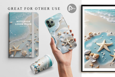 Digital Paper Sandy Beach and Seashells Digital Pattern artnoy 