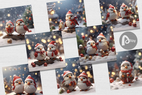 Digital Paper Santa Birds Christmas Digital Pattern artnoy 