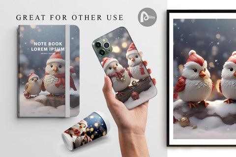 Digital Paper Santa Birds Christmas Digital Pattern artnoy 