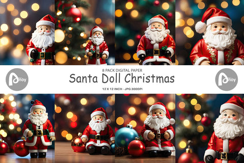 Digital Paper Santa Doll Christmas Digital Pattern artnoy 