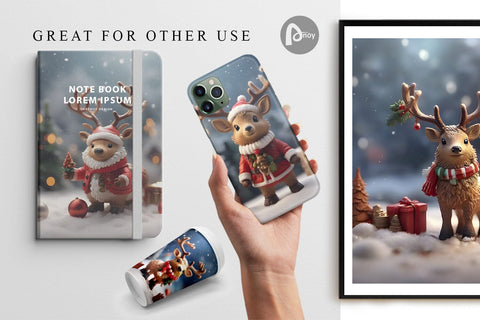 Digital Paper Santa Elk Christmas Digital Pattern artnoy 