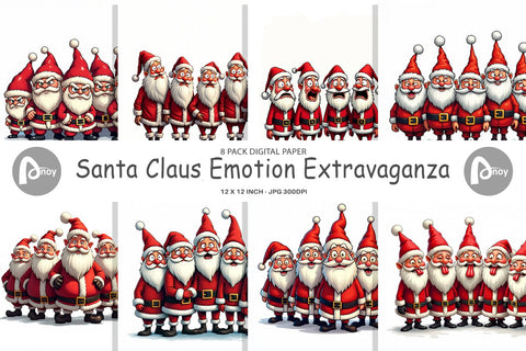 Digital Paper Santa Emotion Extravaganza Digital Pattern artnoy 