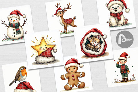 Digital Paper Santa Hat Whimsy Digital Pattern artnoy 