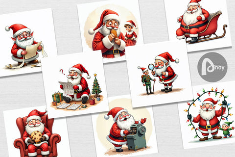 Digital Paper Santa's Quirky Workshop Watercolor Digital Pattern artnoy 