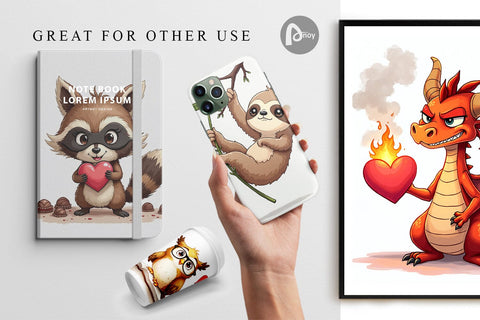 Digital Paper Sarcastic Animals Valentine Cynical Critters Watercolor Digital Pattern artnoy 