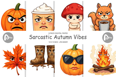 Digital Paper Sarcastic Autumn Vibes Digital Pattern artnoy 