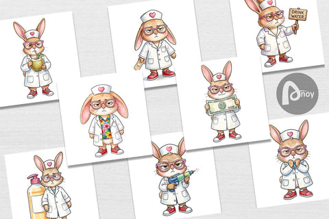 Digital Paper Sarcastic Bunny Nurse Vibes Sublimation artnoy 