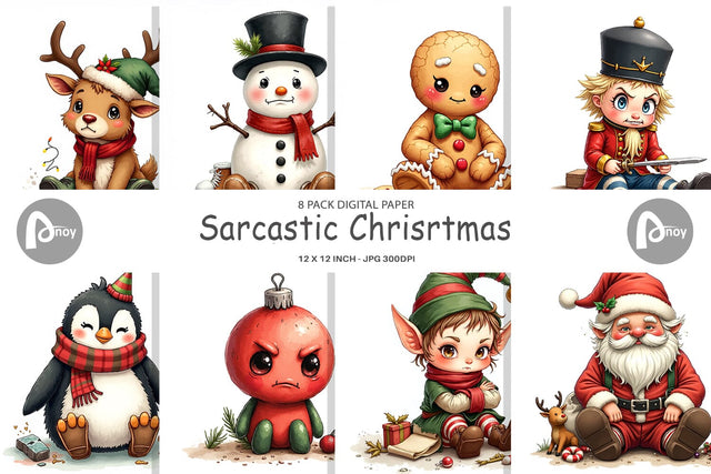Digital Paper Sarcastic Chrisrtmas Digital Pattern artnoy 