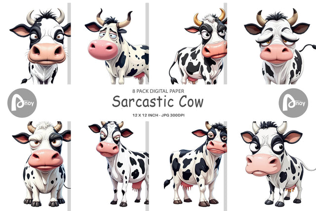 Digital Paper Sarcastic Cow Digital Pattern artnoy 