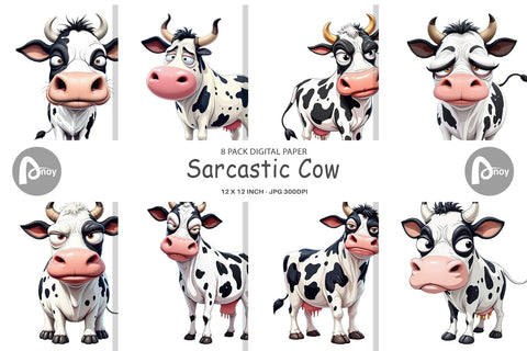 Digital Paper Sarcastic Cow Digital Pattern artnoy 