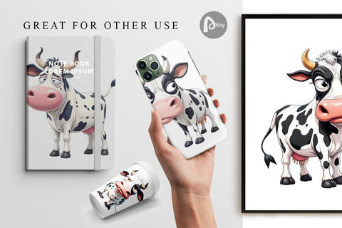 Digital Paper Sarcastic Cow Digital Pattern artnoy 