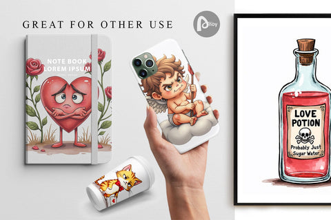 Digital Paper Sarcastic Cupid Watercolor Funny Anti-Valentine Digital Pattern artnoy 