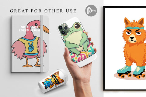 Digital Paper Sarcastic Groovy Critters Digital Pattern artnoy 