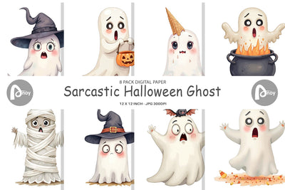Digital Paper Sarcastic Halloween Ghost Digital Pattern artnoy 