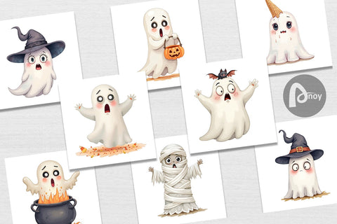 Digital Paper Sarcastic Halloween Ghost Digital Pattern artnoy 