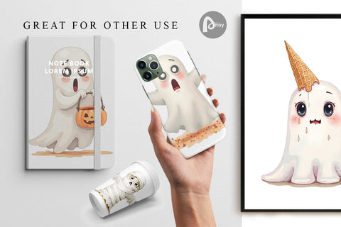 Digital Paper Sarcastic Halloween Ghost Digital Pattern artnoy 