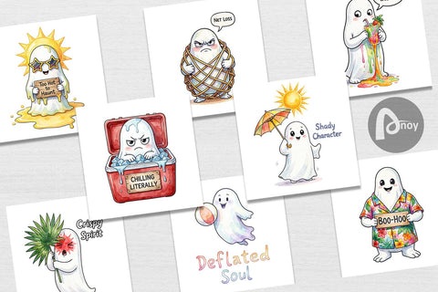Digital Paper Sarcastic Melting Ghost Watercolor Digital Pattern artnoy 