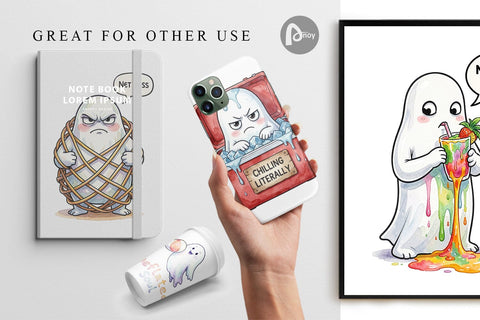 Digital Paper Sarcastic Melting Ghost Watercolor Digital Pattern artnoy 