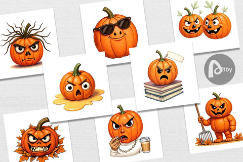 Digital Paper Sarcastic Pumpkins Digital Pattern artnoy 