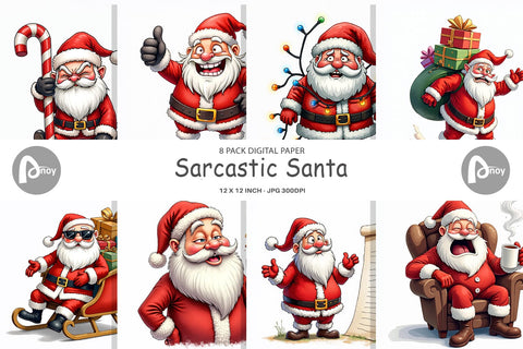 Digital Paper Sarcastic Santa Digital Pattern artnoy 