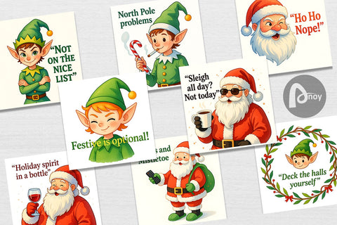 Digital Paper Sarcastic Santa Elves Digital Pattern artnoy 