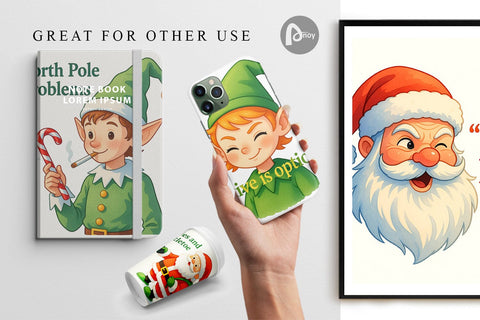 Digital Paper Sarcastic Santa Elves Digital Pattern artnoy 