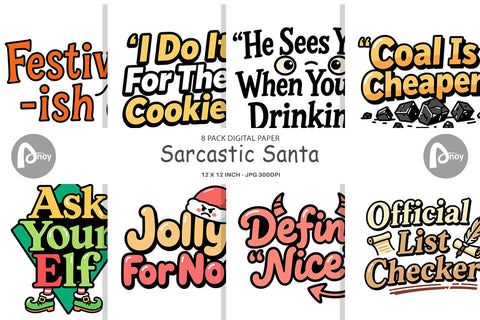 Digital Paper Sarcastic Santa Quotes Digital Pattern artnoy 
