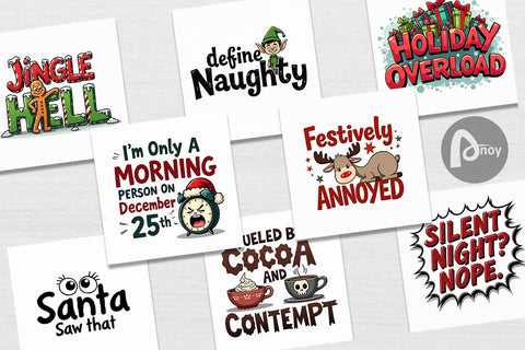 Digital Paper Sarcastic Santa's Workshop Quotes Digital Pattern artnoy 