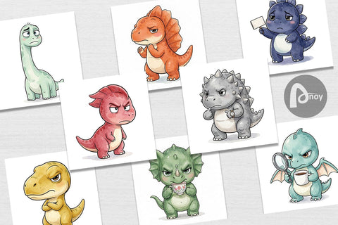 Digital Paper Sarcastic Sassy Baby Dinosaur Digital Pattern artnoy 