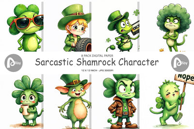 Digital Paper Sarcastic Shamrock Digital Pattern artnoy 