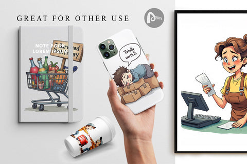 Digital Paper Sarcastic Shopper Digital Pattern artnoy 