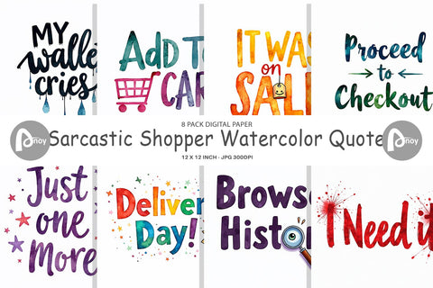 Digital Paper Sarcastic Shopper Quote Digital Pattern artnoy 