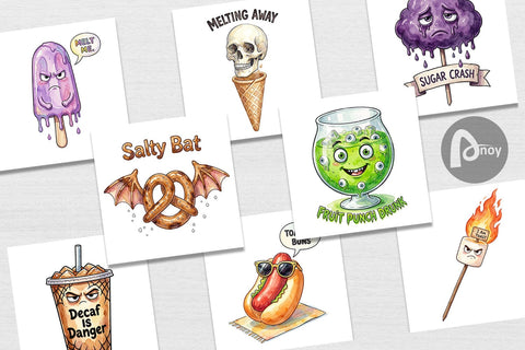 Digital Paper Sarcastic Spooky Summer Snacks Digital Pattern artnoy 