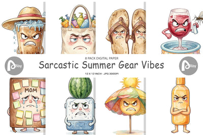 Digital Paper Sarcastic Summer Gear Vibes Sublimation artnoy 