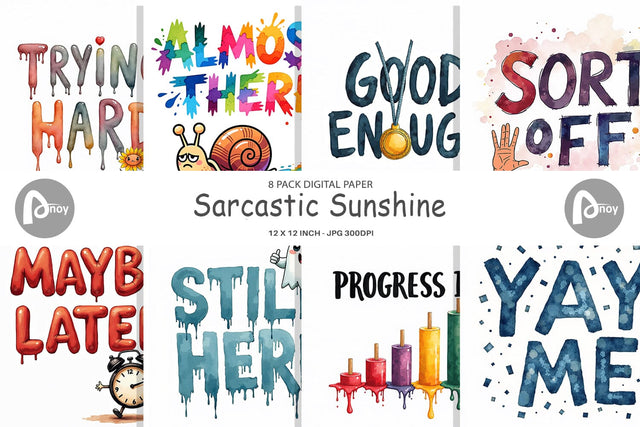 Digital Paper Sarcastic Sunshine Cynical Hope Watercolor Digital Pattern artnoy 