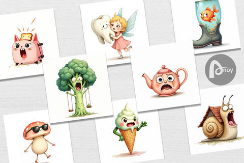 Digital Paper Sarcastic Surreal Cuties Digital Pattern artnoy 