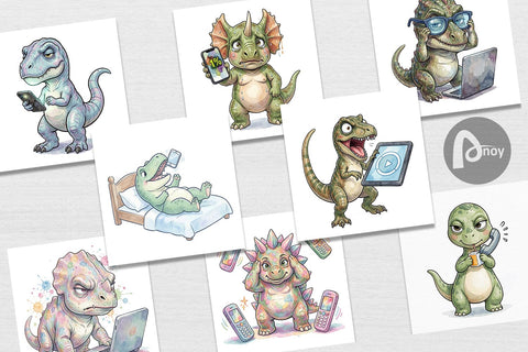 Digital Paper Sarcastic Tech Fatigued Dinosaur Digital Pattern artnoy 