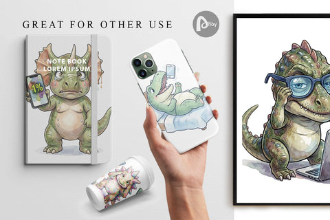 Digital Paper Sarcastic Tech Fatigued Dinosaur Digital Pattern artnoy 