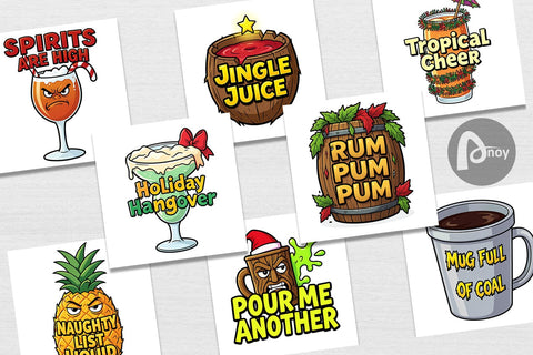 Digital Paper Sarcastic Tiki Holiday Cocktail Quotes Digital Pattern artnoy 