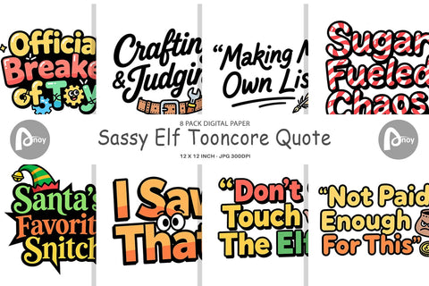 Digital Paper Sassy Elf Quote Digital Pattern artnoy 