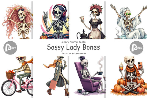 Digital Paper Sassy Lady Bones Digital Pattern artnoy 