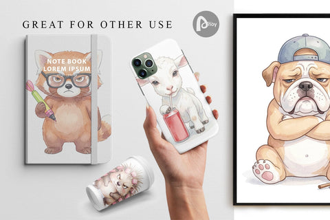 Digital Paper Sassy Rebellious School Animal Digital Pattern artnoy 
